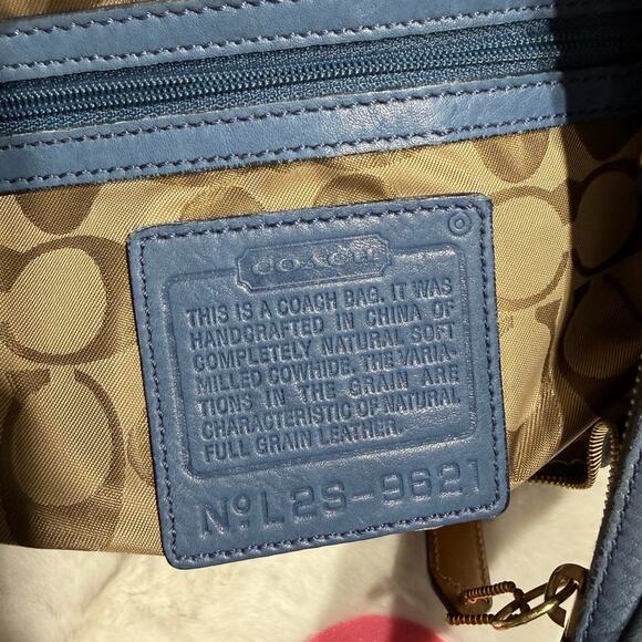 y2k Vintage Coach Hobo Bag 9621 Legacy Milled Blue Leather Ergo Shoulder Bag - Picture 3 of 11
